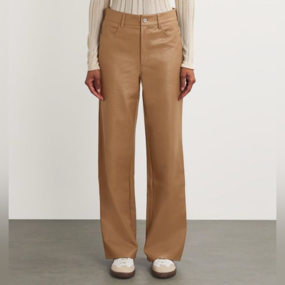 New Hollister High Rise Vegan Leather Bootcut Pants Size 24 Camel Tan
